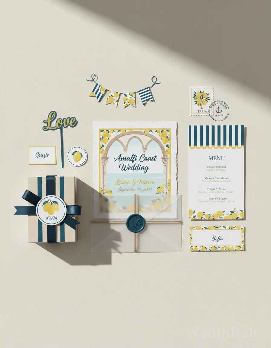 Cartolina vintage — Amalfi wedding kit