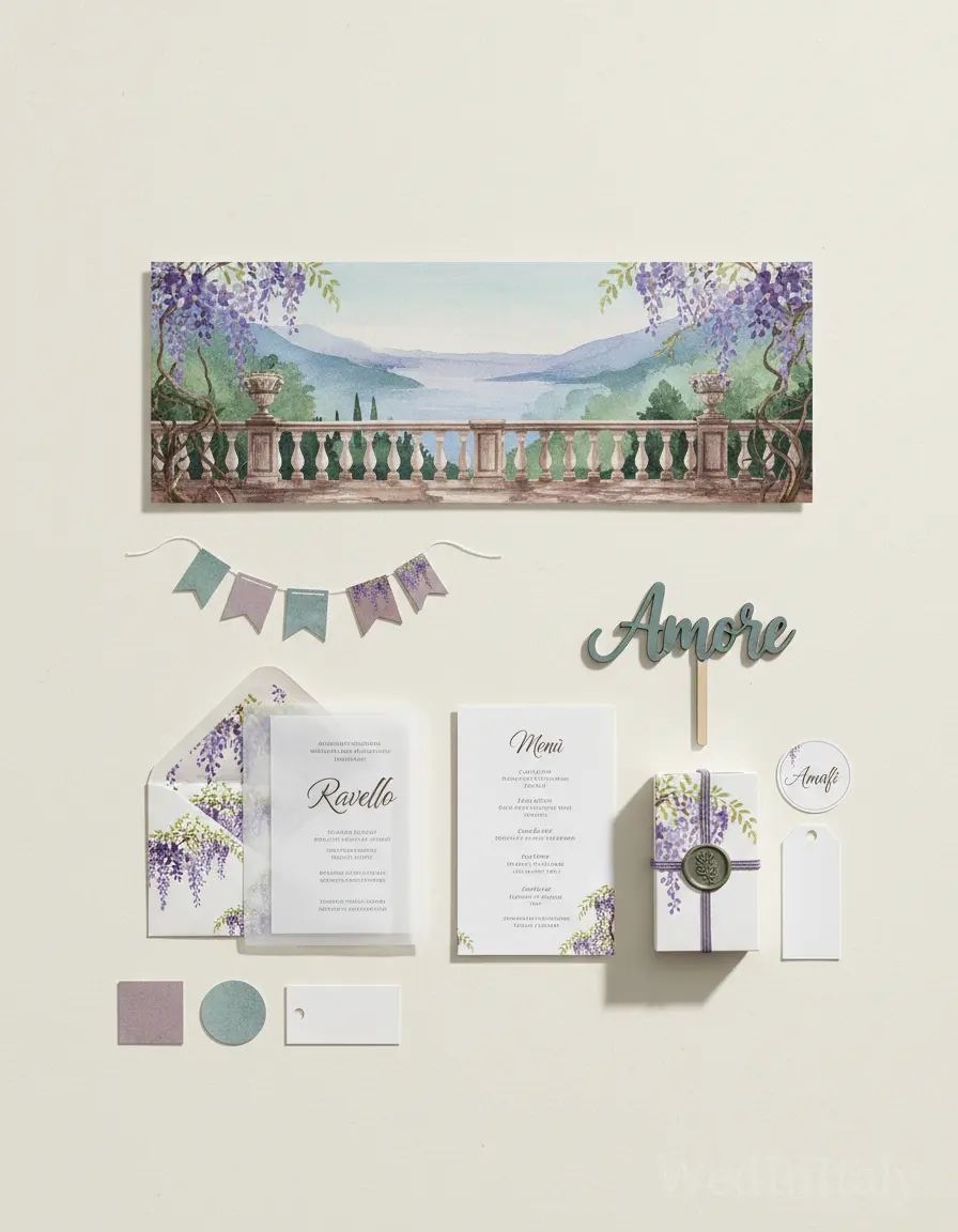 Gouache paesaggio — Ravello wedding kit