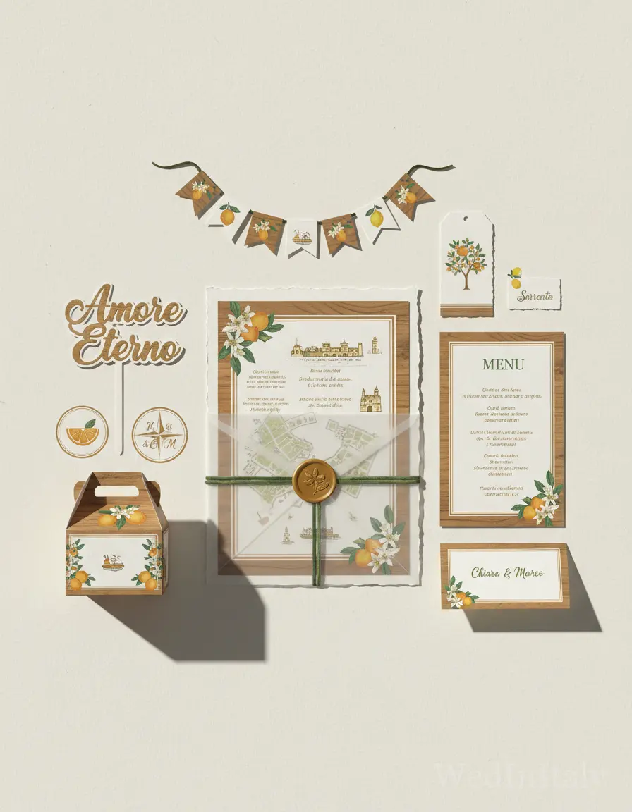 Mappa illustrata — Sorrento wedding kit