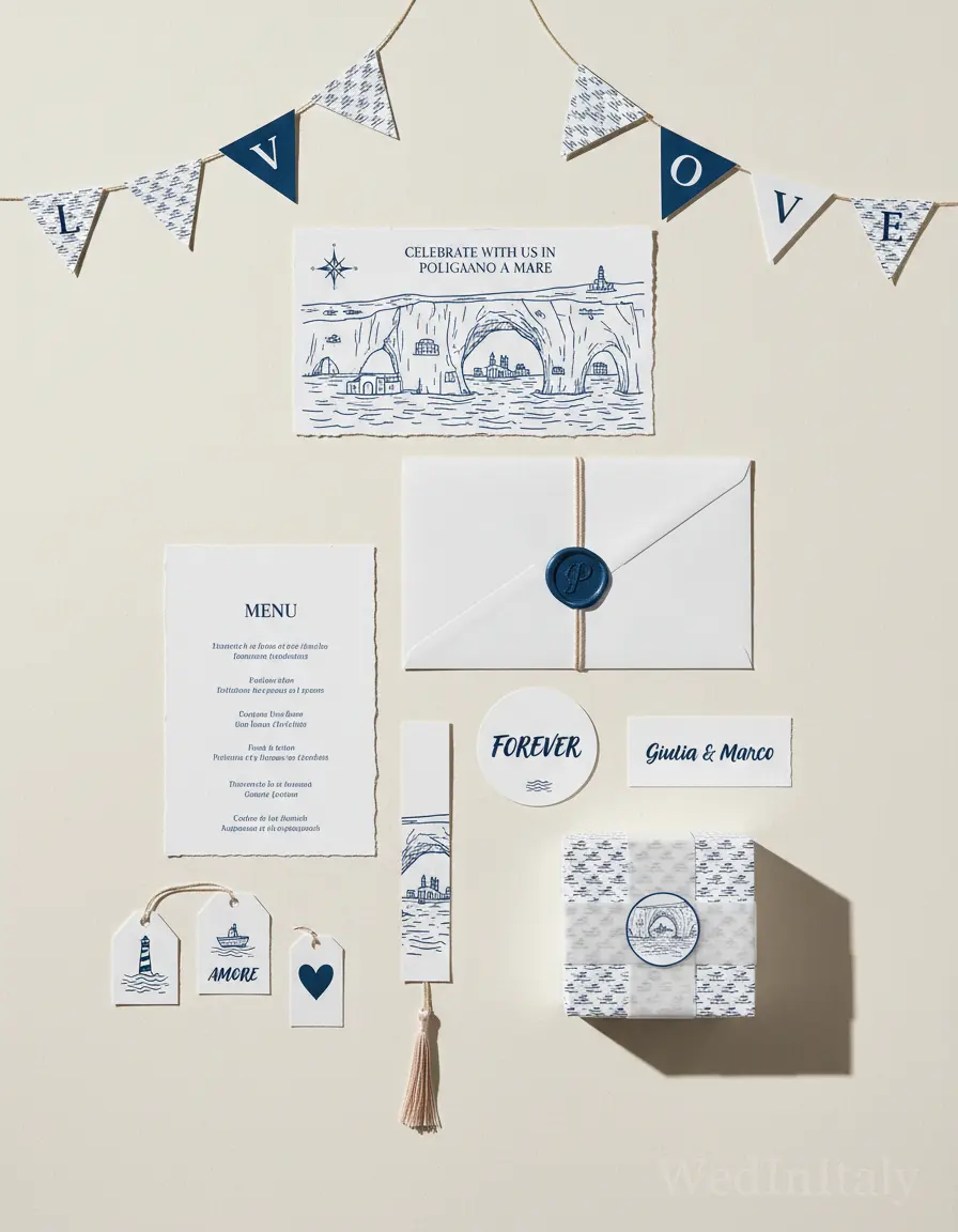 Mappa illustrata — Polignano a Mare wedding kit