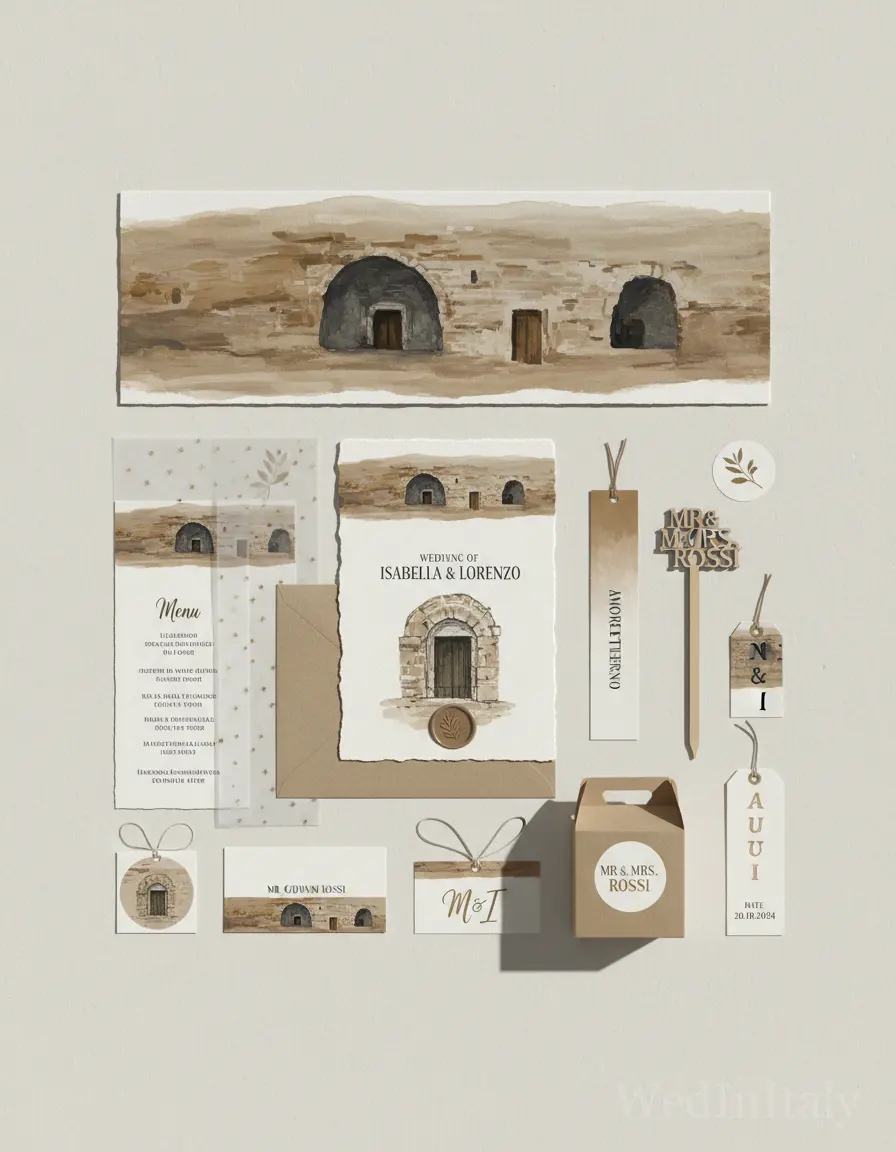 Gouache paesaggio — Matera wedding kit