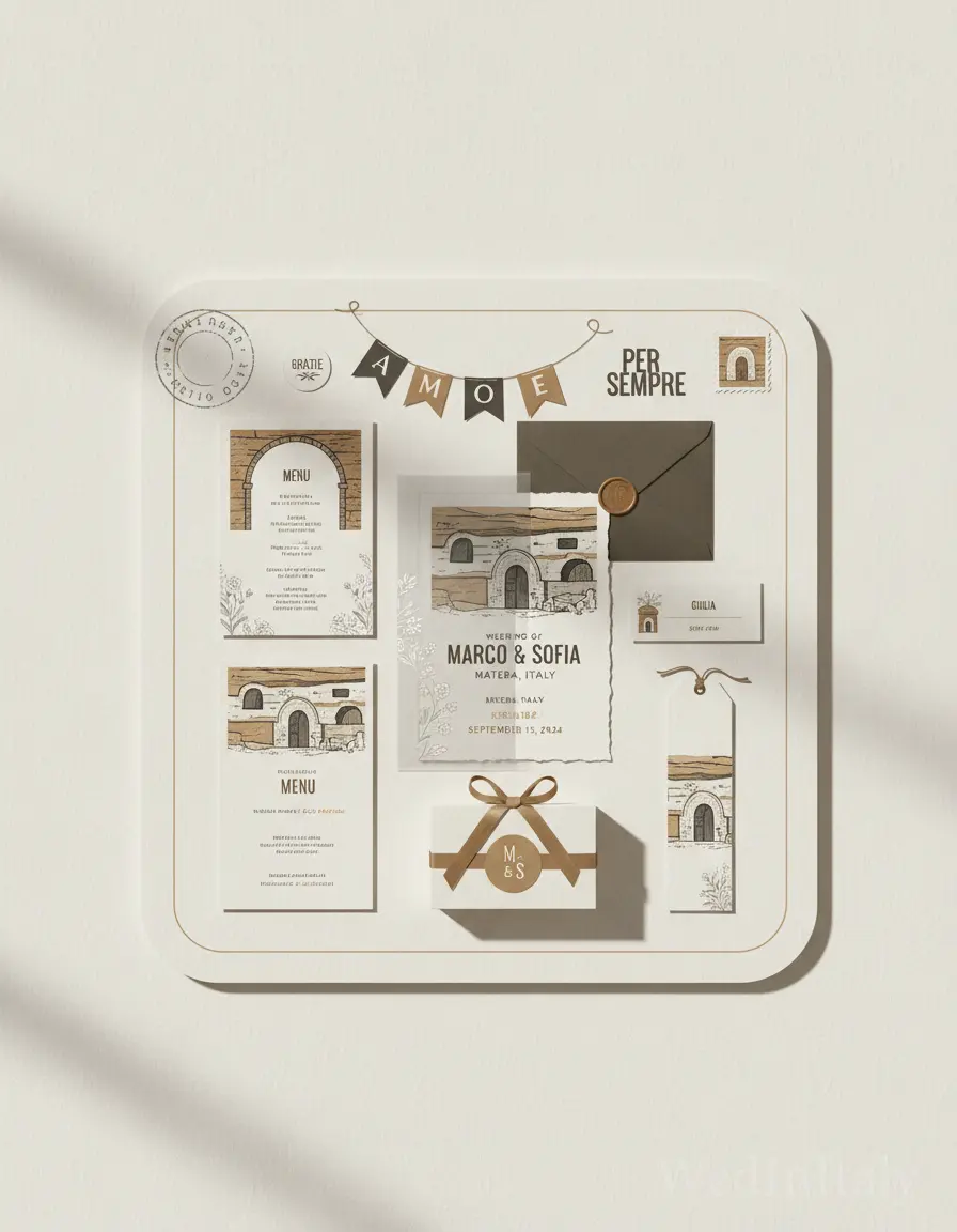 Cartolina vintage — Matera wedding kit