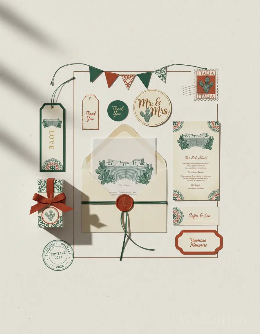 Cartolina vintage — Taormina wedding kit