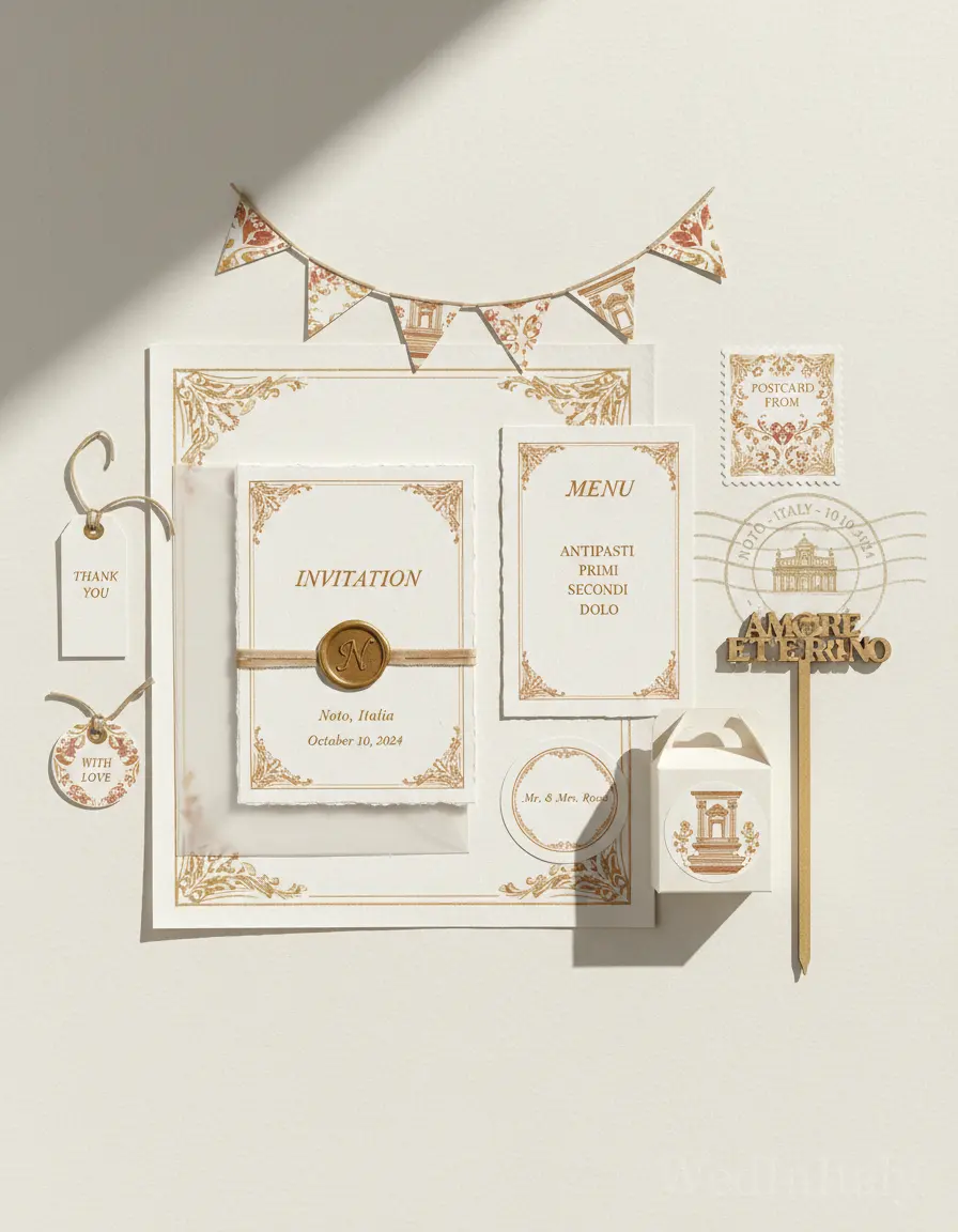 Cartolina vintage — Noto wedding kit