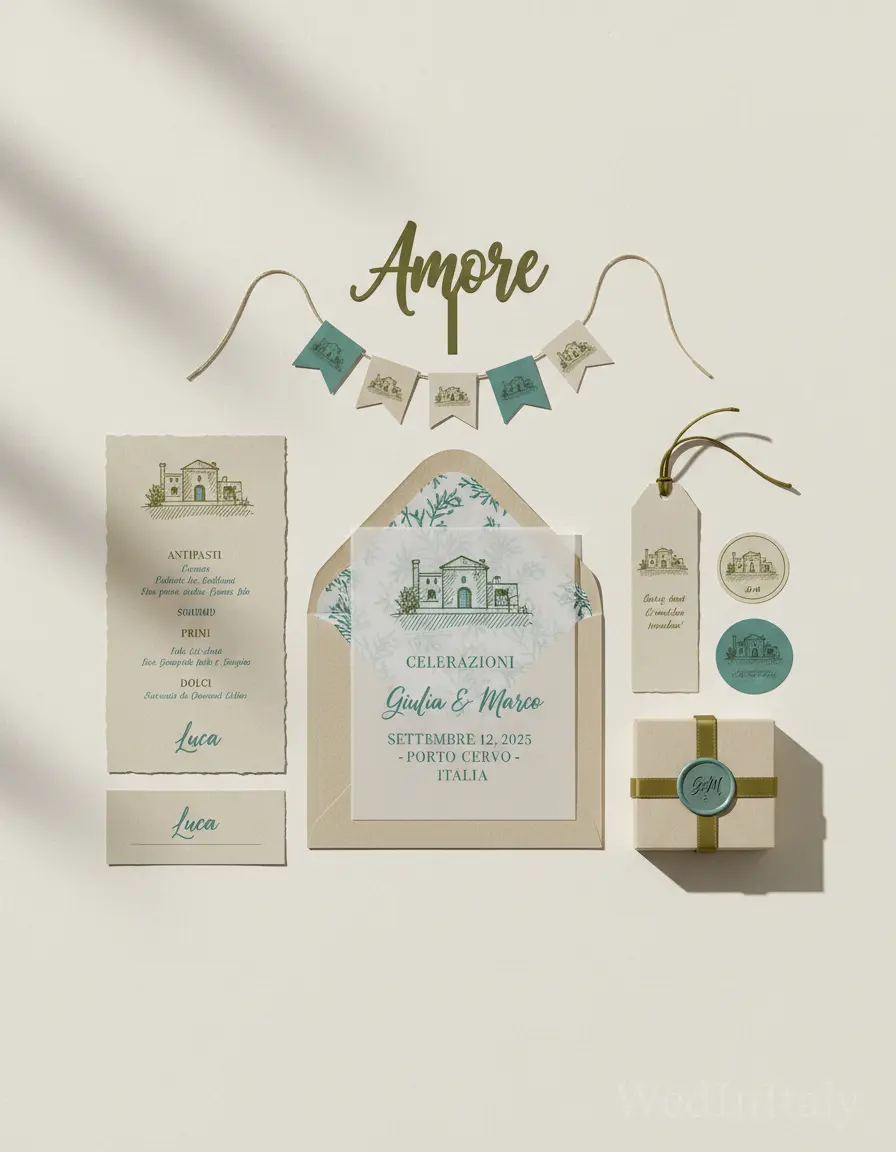 Schizzo a china — Costa Smeralda wedding kit