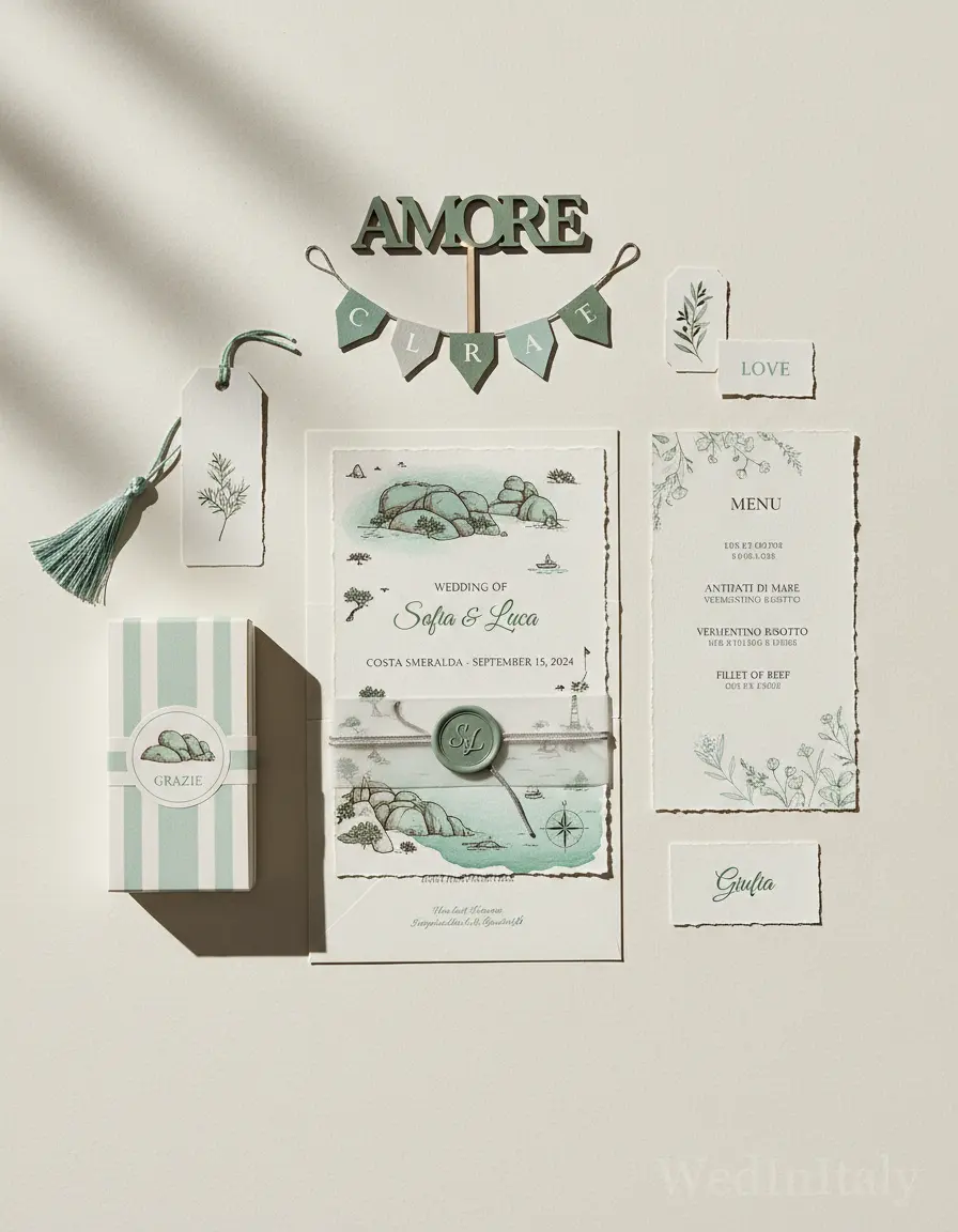 Mappa illustrata — Costa Smeralda wedding kit