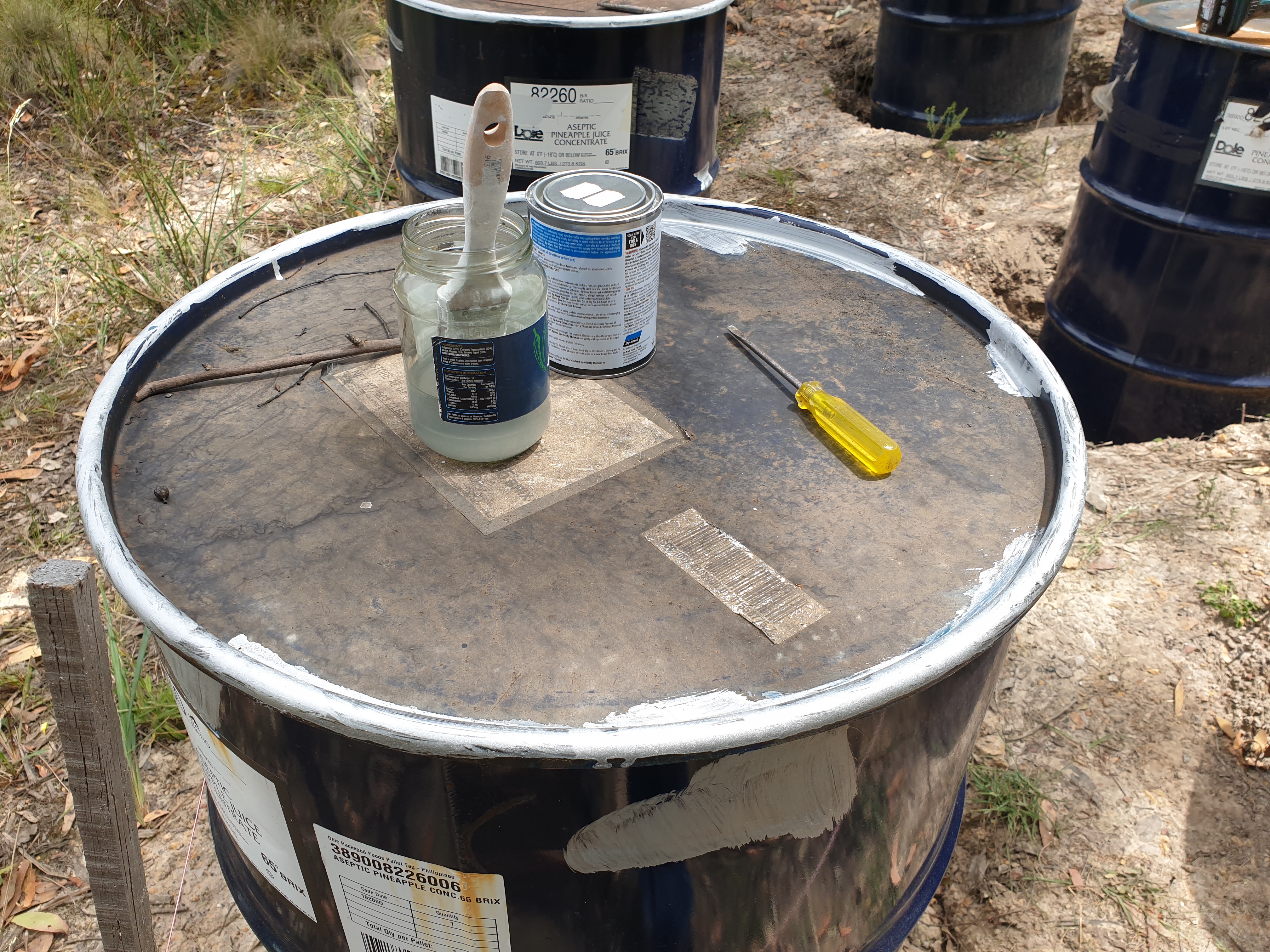 Barrel with rust proofing paint