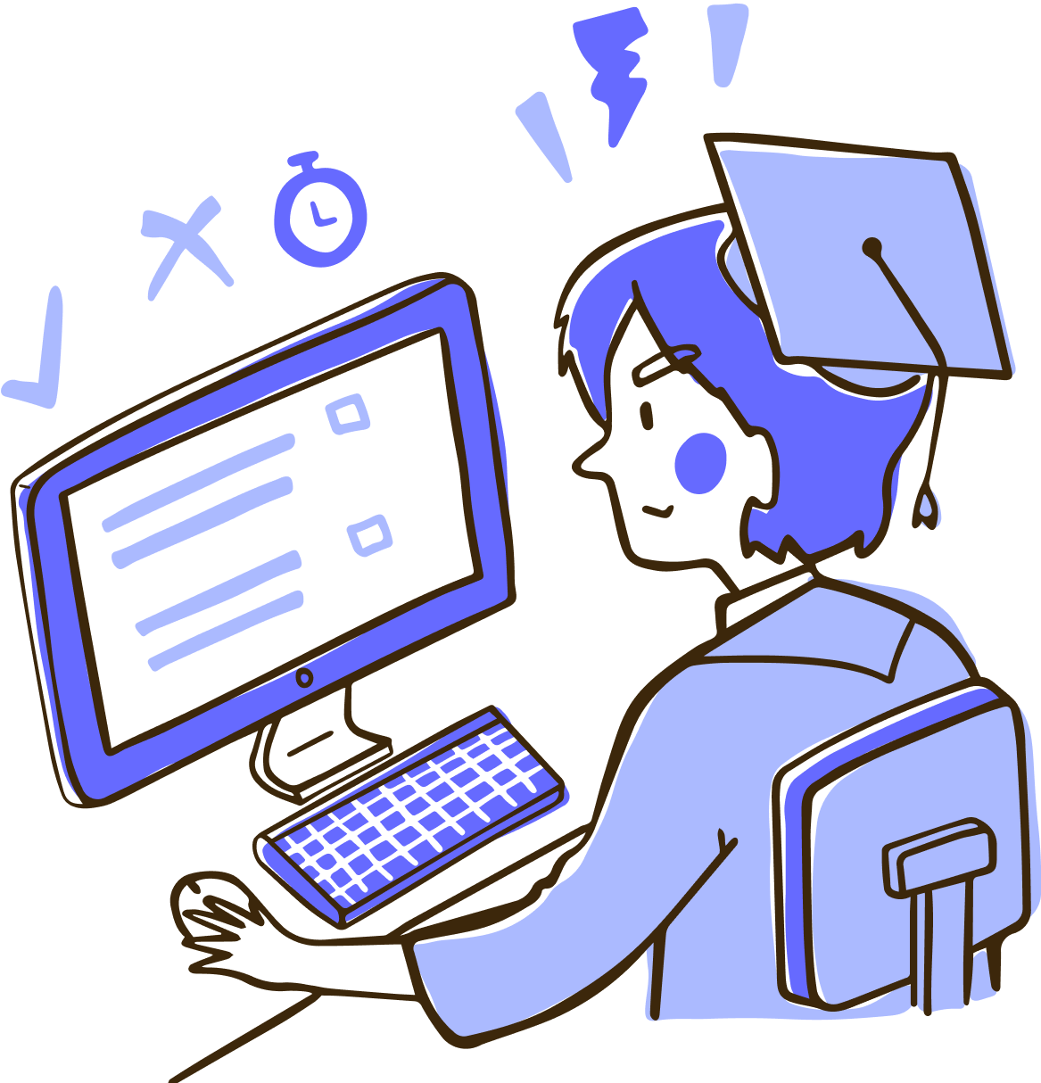 A person doing credential assessment on a computer