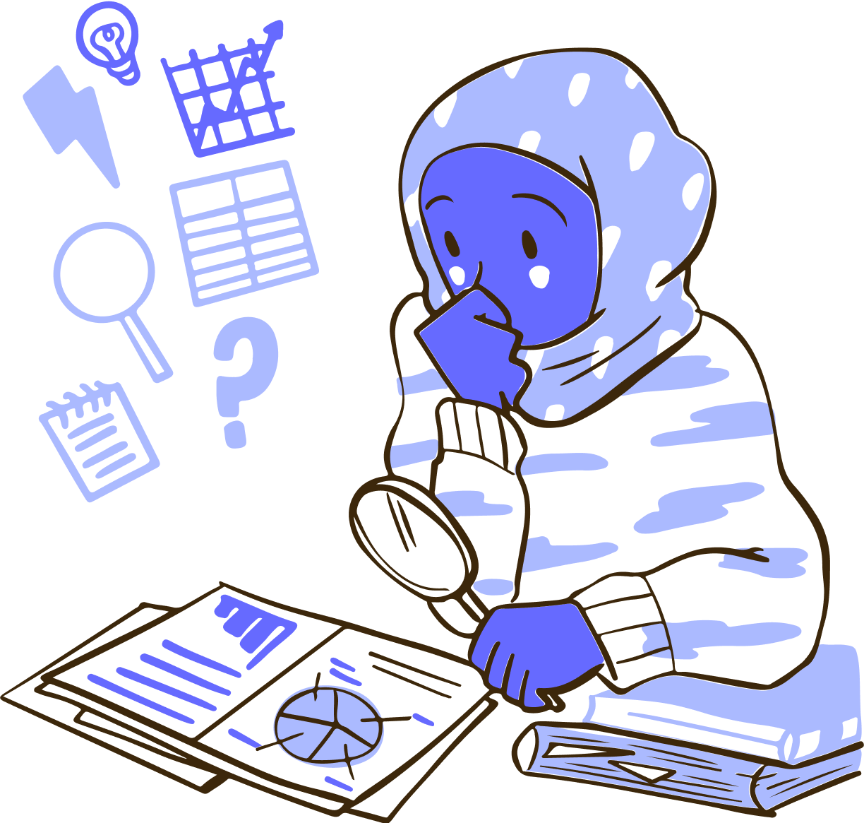 A person reading some reports