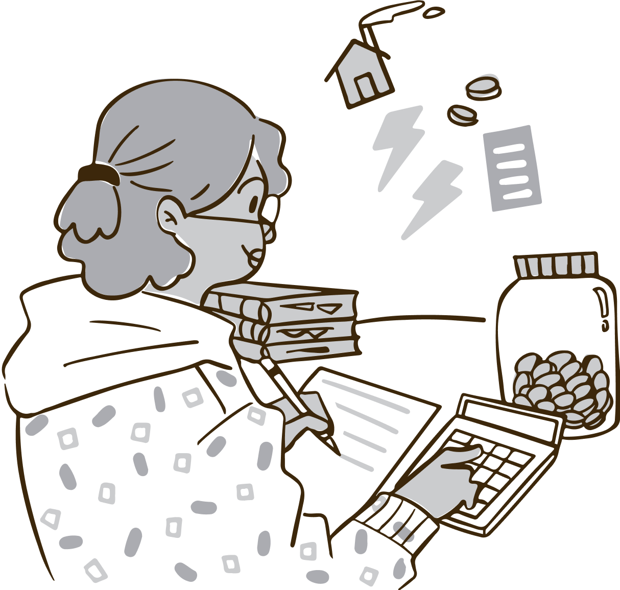 A person calculating spends and savings