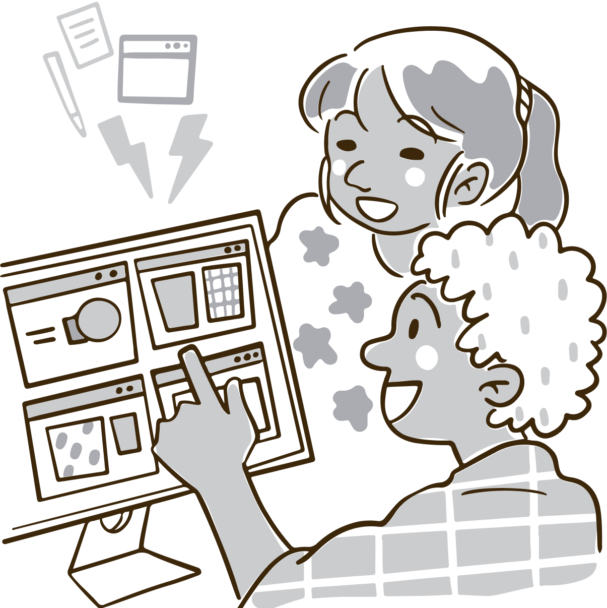 Two people discussing about the information on a website