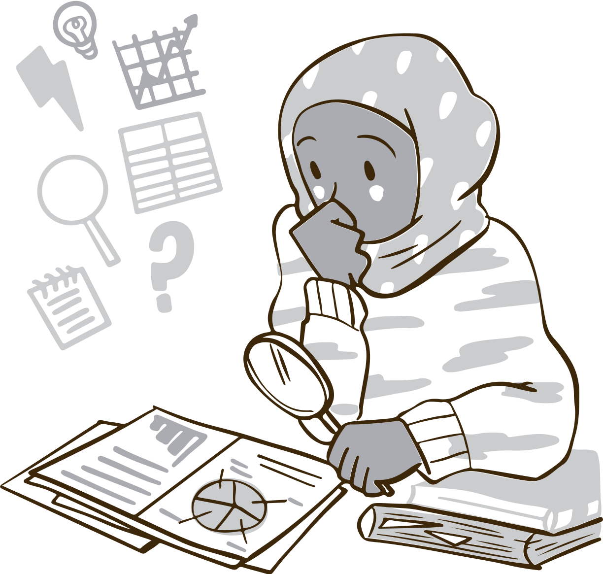 A person reading some reports