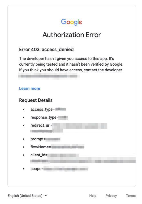 Error 403: access_denied