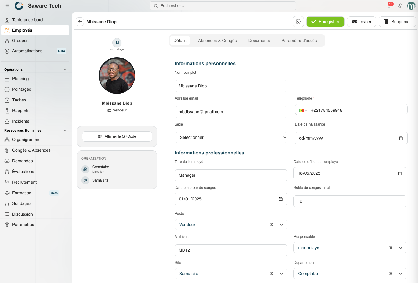 Comment ajouter un nouvel employé