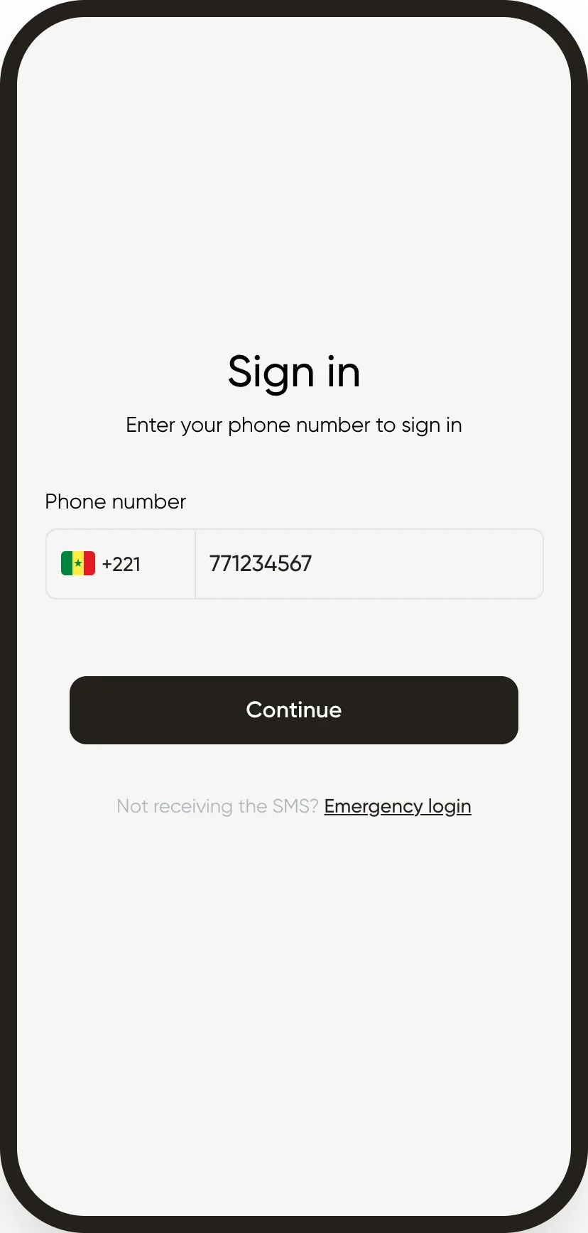 Entering the phone number