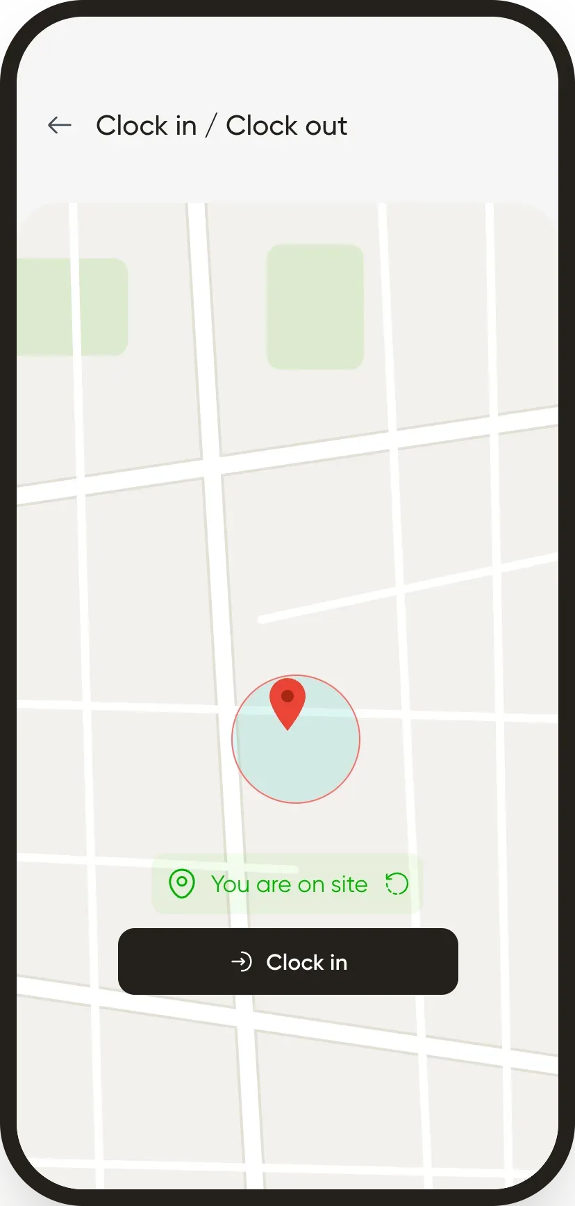 Clocking in by geolocation