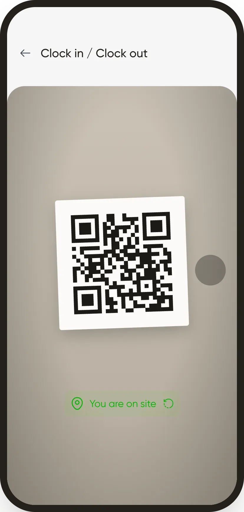 Scanning the QR code posted at the workstation