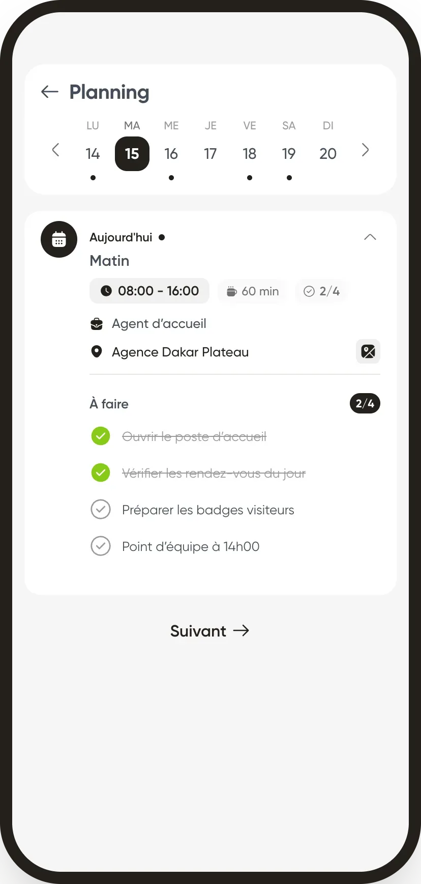Les tâches d'un service