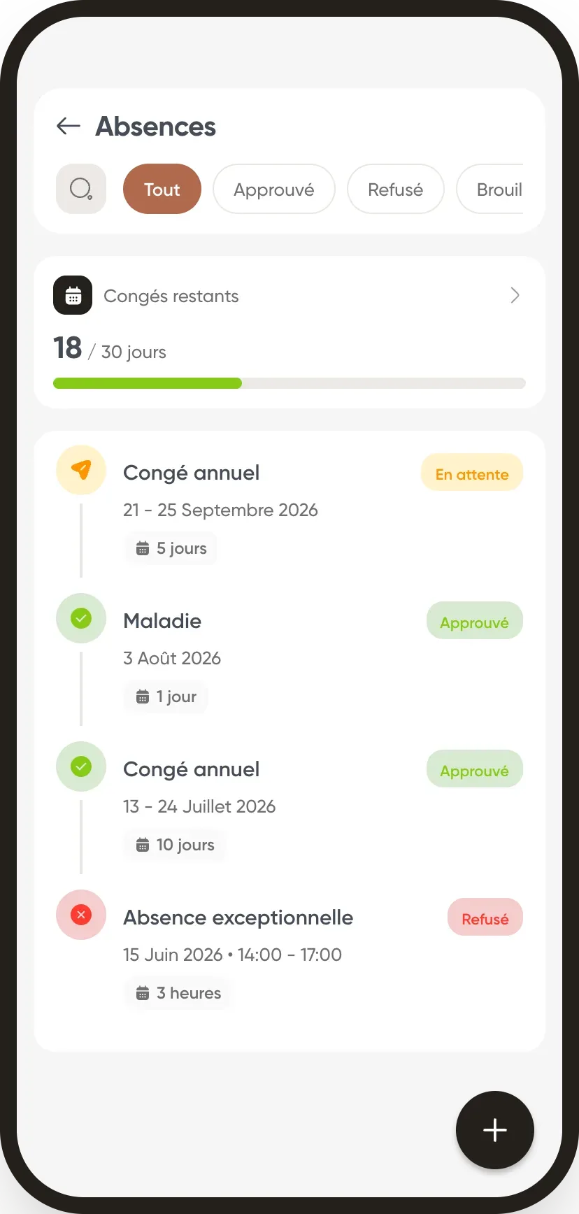 Les demandes d'absence et le solde