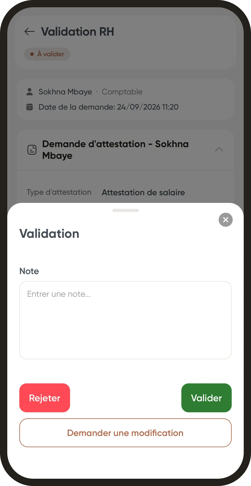 Les trois décisions : Rejeter, Valider ou Demander une modification