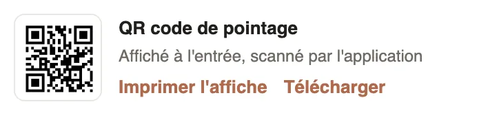 Le QR code de pointage du tableau de bord