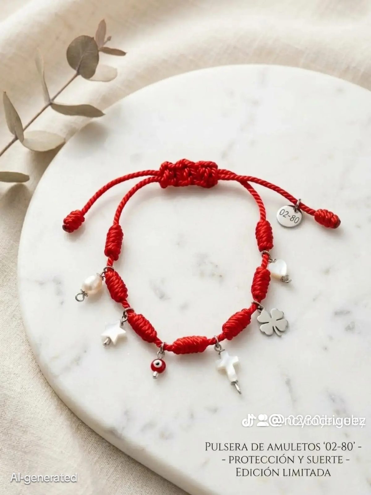 Pulseras rojas de protección con charms