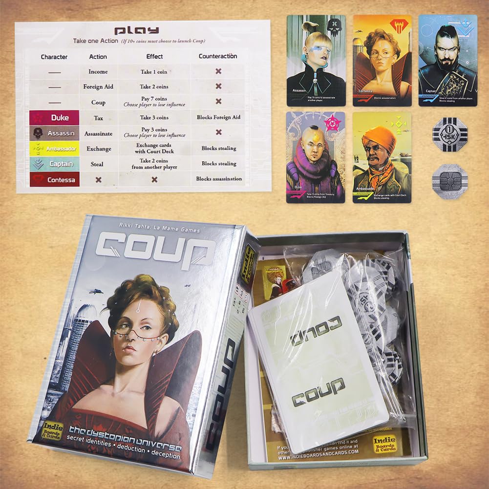Coup Card Game – Dystopian Social Deduction Game