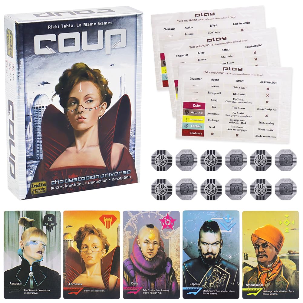 Coup Card Game – Dystopian Social Deduction Game 2