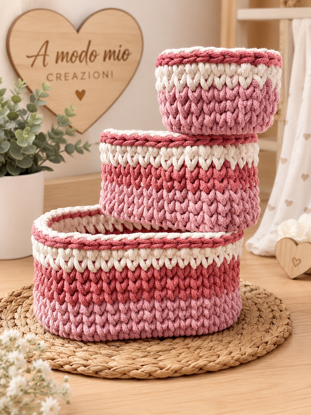 Set cestini rosa