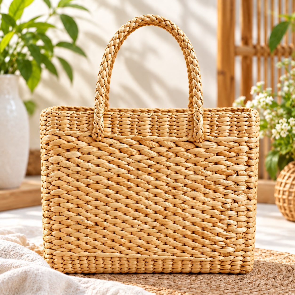Handmade Natural Woven Tote Bag