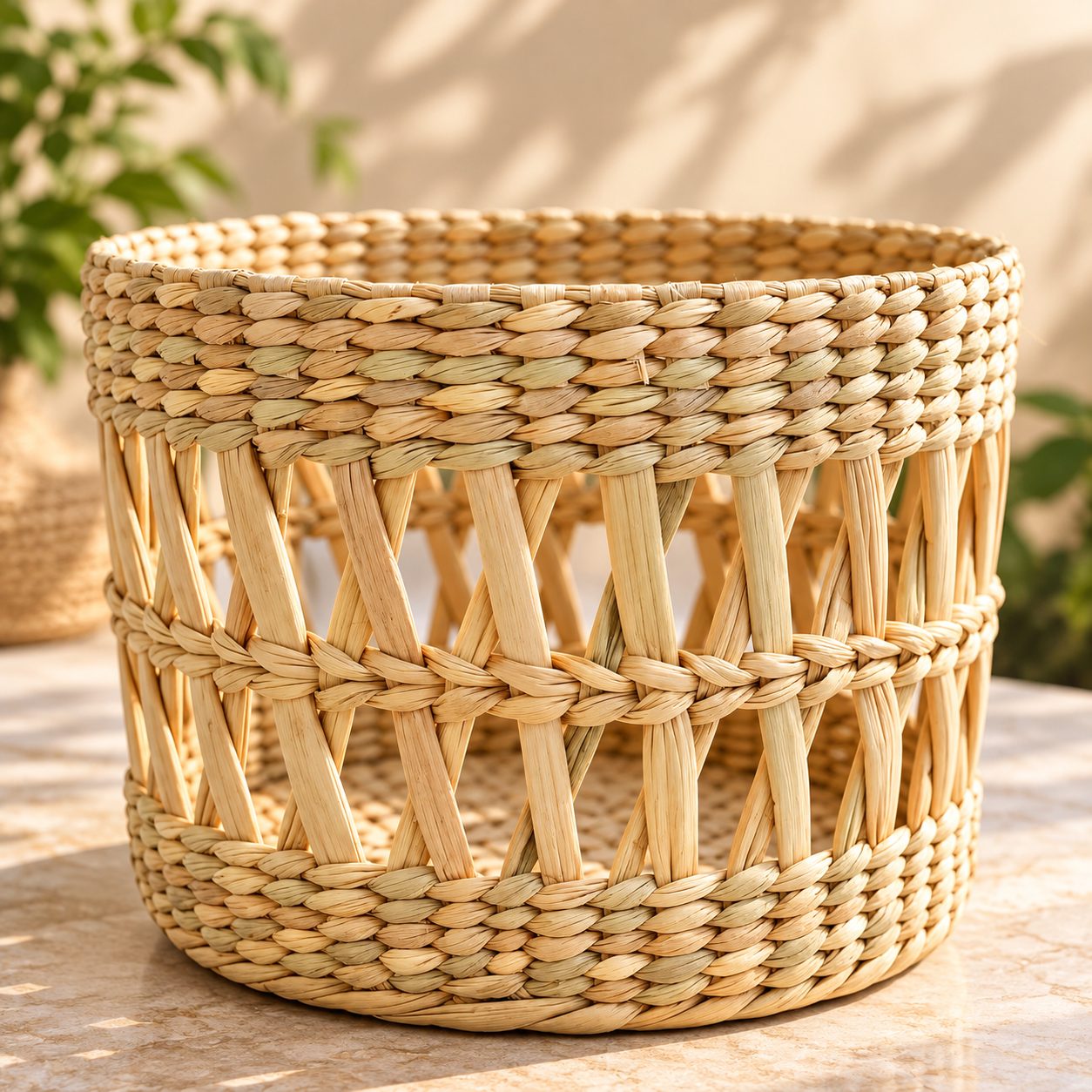 Handcrafted Round Woven Storage Basket 2