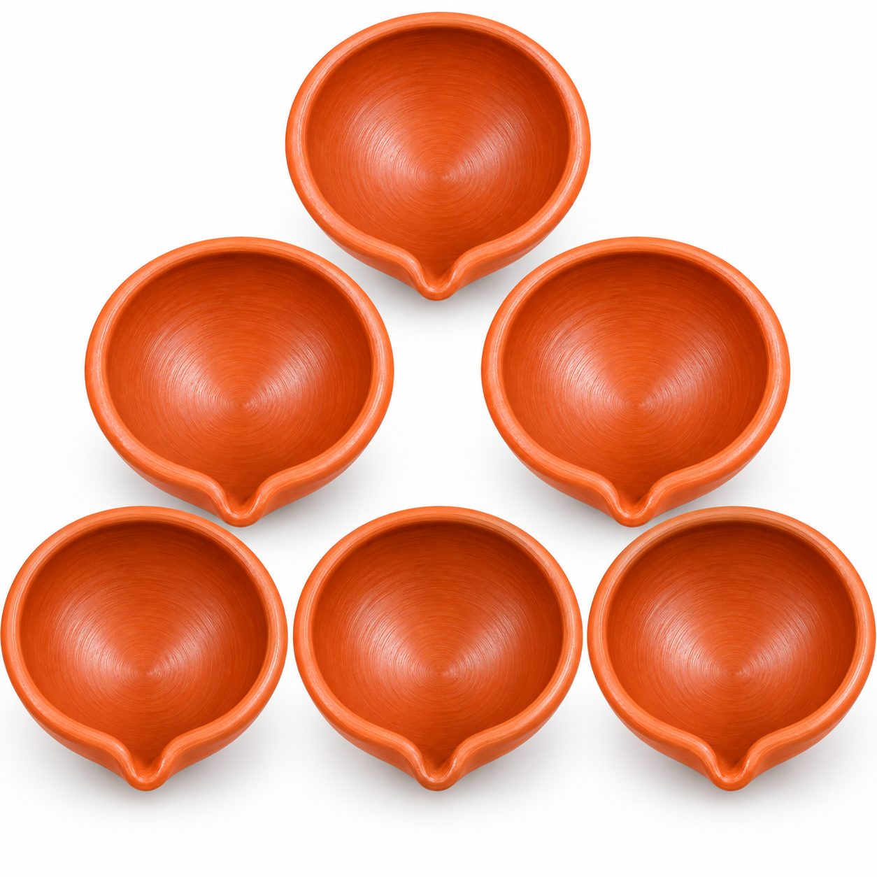 Terracotta Clay Pouring Bowls – Set of 6