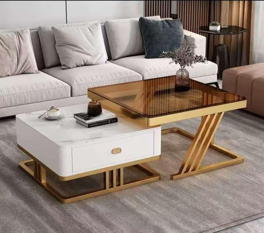 Marble Twin Center Table With Drawer