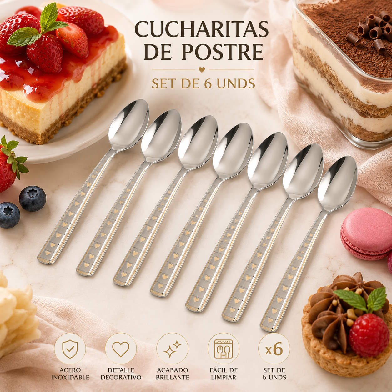 SET DE 6 CUCHARITAS PARA POSTRE