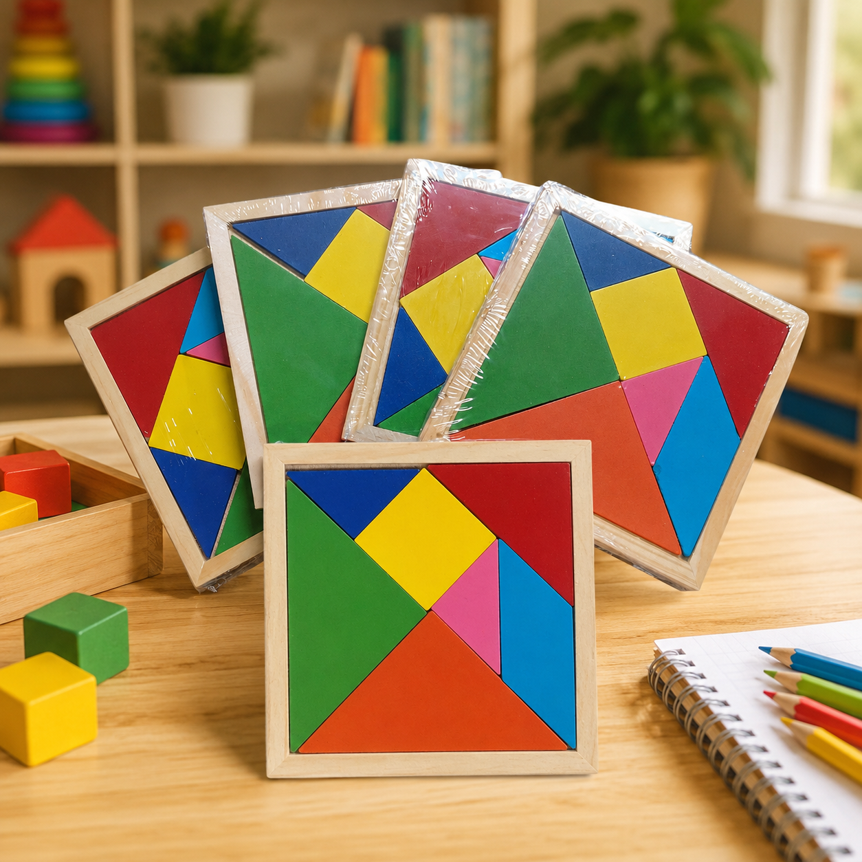 MINI JUEGO DIDÁCTICO TANGRAM DE MADERA
