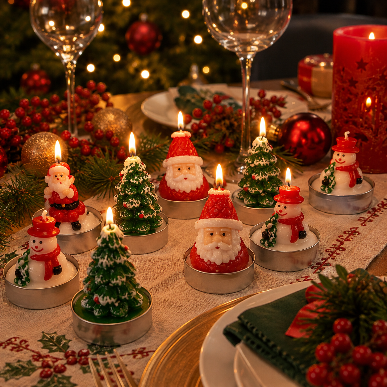 BOX DE 12 VELAS NAVIDEÑAS DECORATIVAS