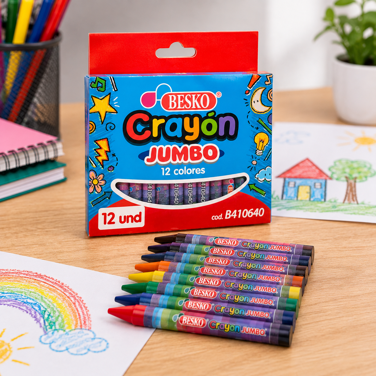 BOX DE 12 CRAYONES JUMBO