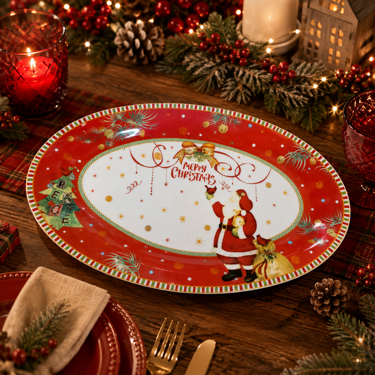PLATO NAVIDEÑO DE PORCELANA