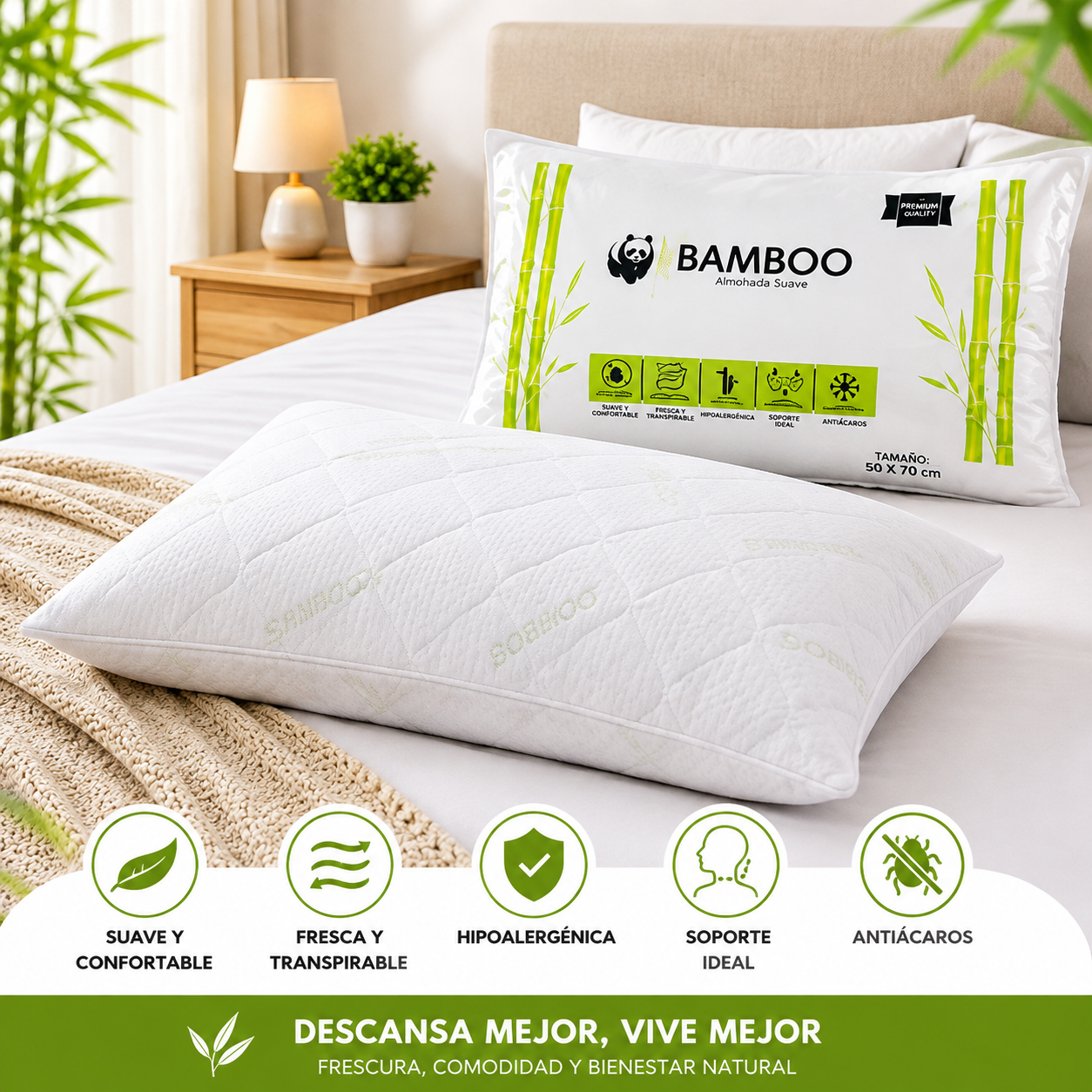 PACK DE 2 ALMOHADAS DE BAMBOO