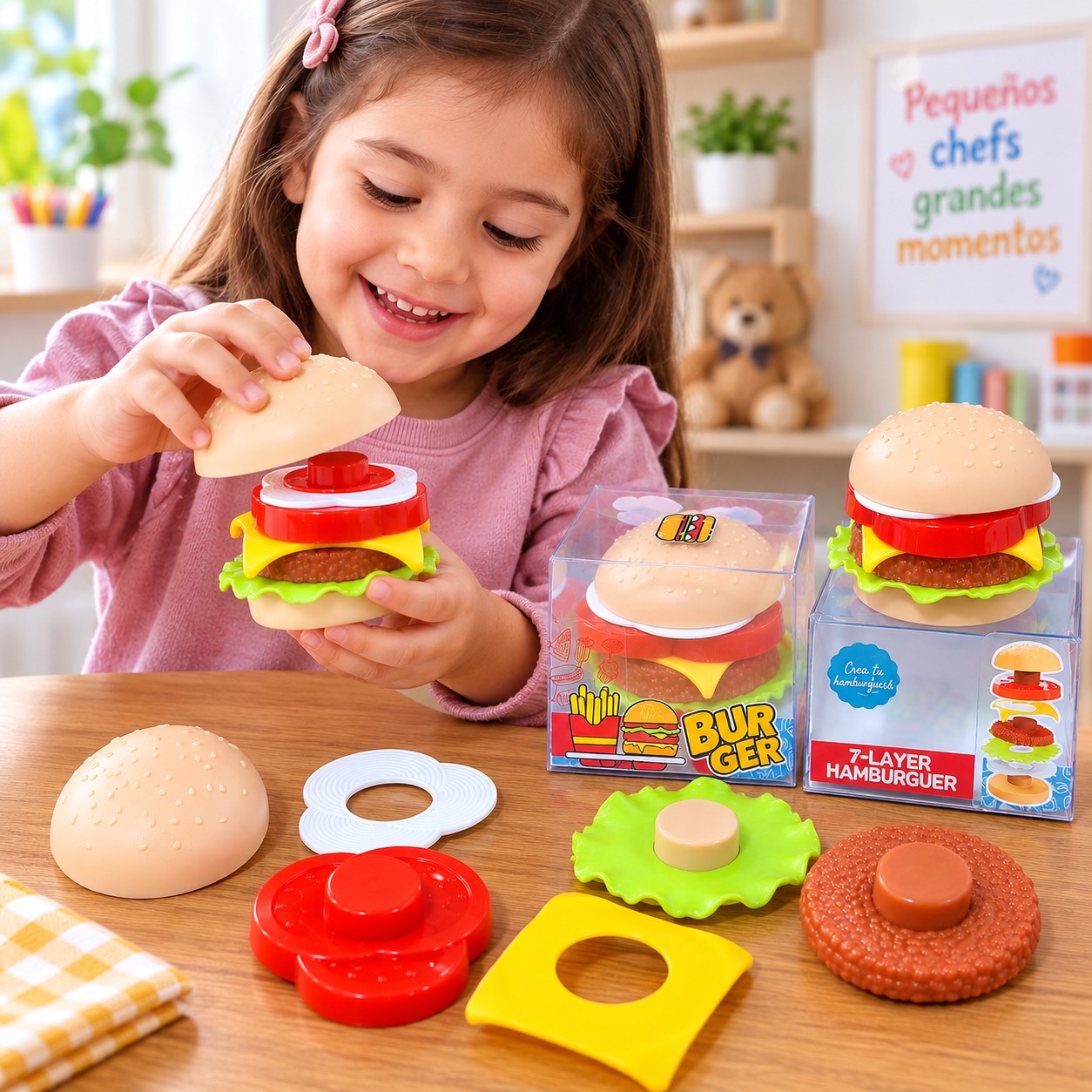 JUEGO DIDACTICO DE MINI HAMBURGUESA - 5X6 CM
