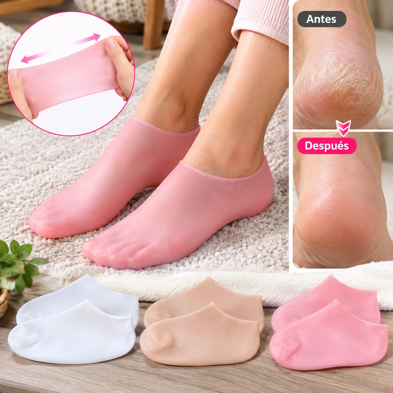 CALCETINES DE SILICONA PARA TRATAR PIES RESECOS