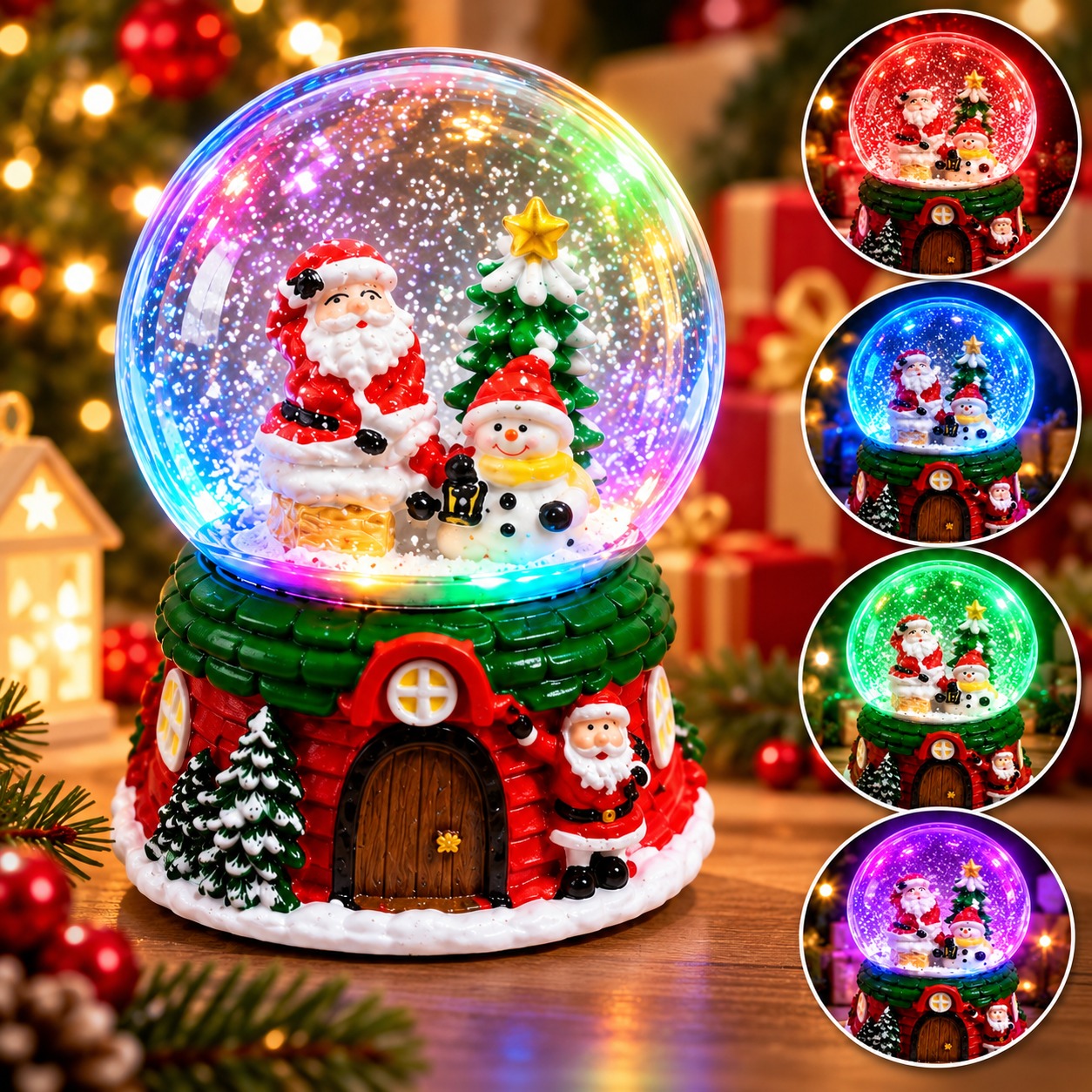 ESFERA NAVIDEÑA MUSICAL CON LUCES - 12 CM