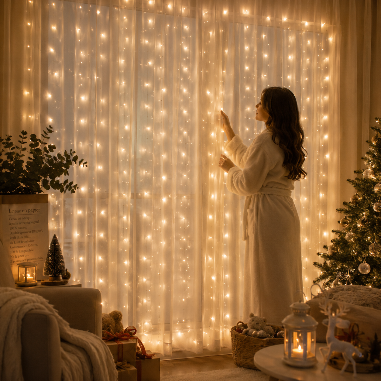 CORTINA DE LUCES LED AMBAR - 3X3 METROS - Image 1