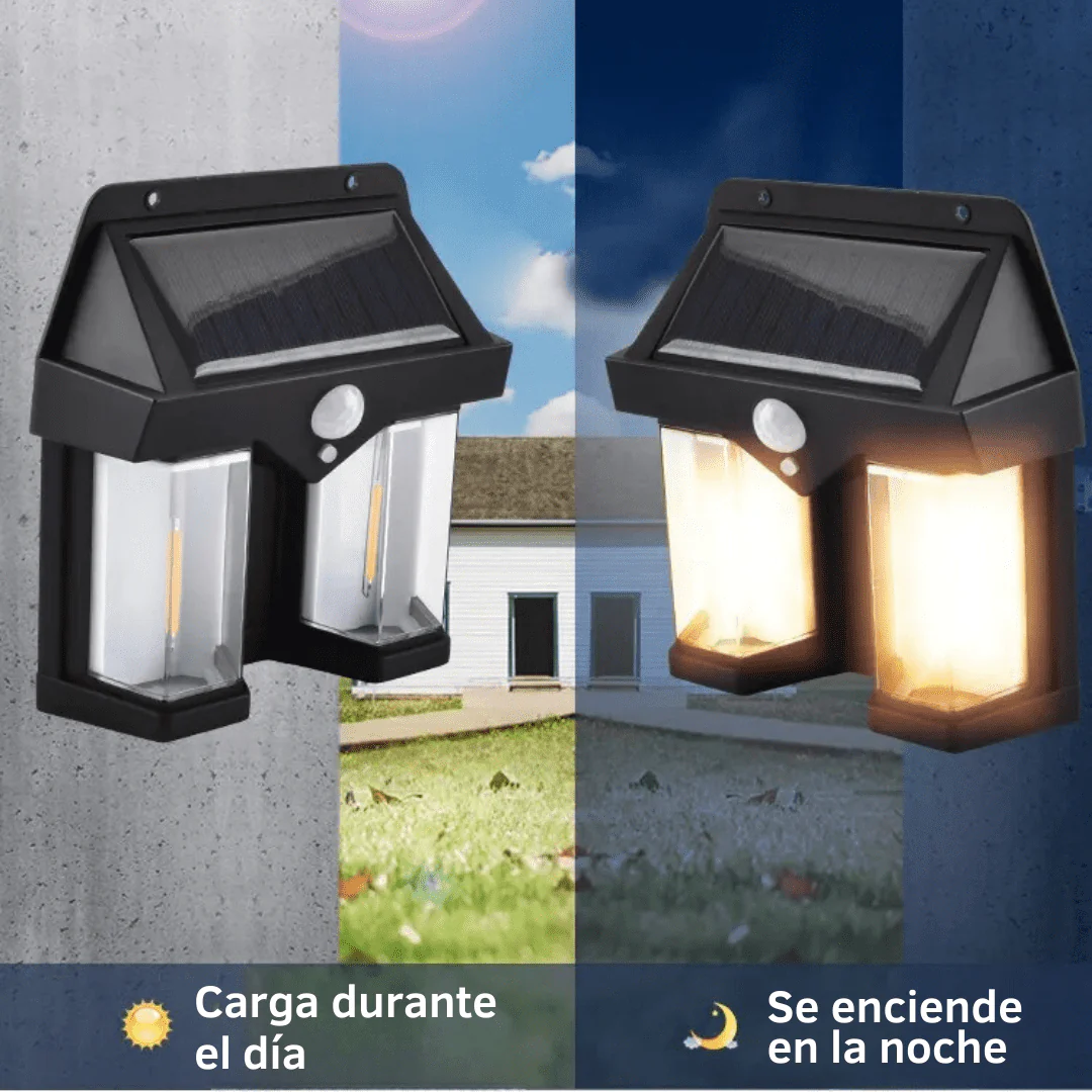 LAMPARA SOLAR DOBLE FOCO CON SENSOR DE MOVIMIENTO