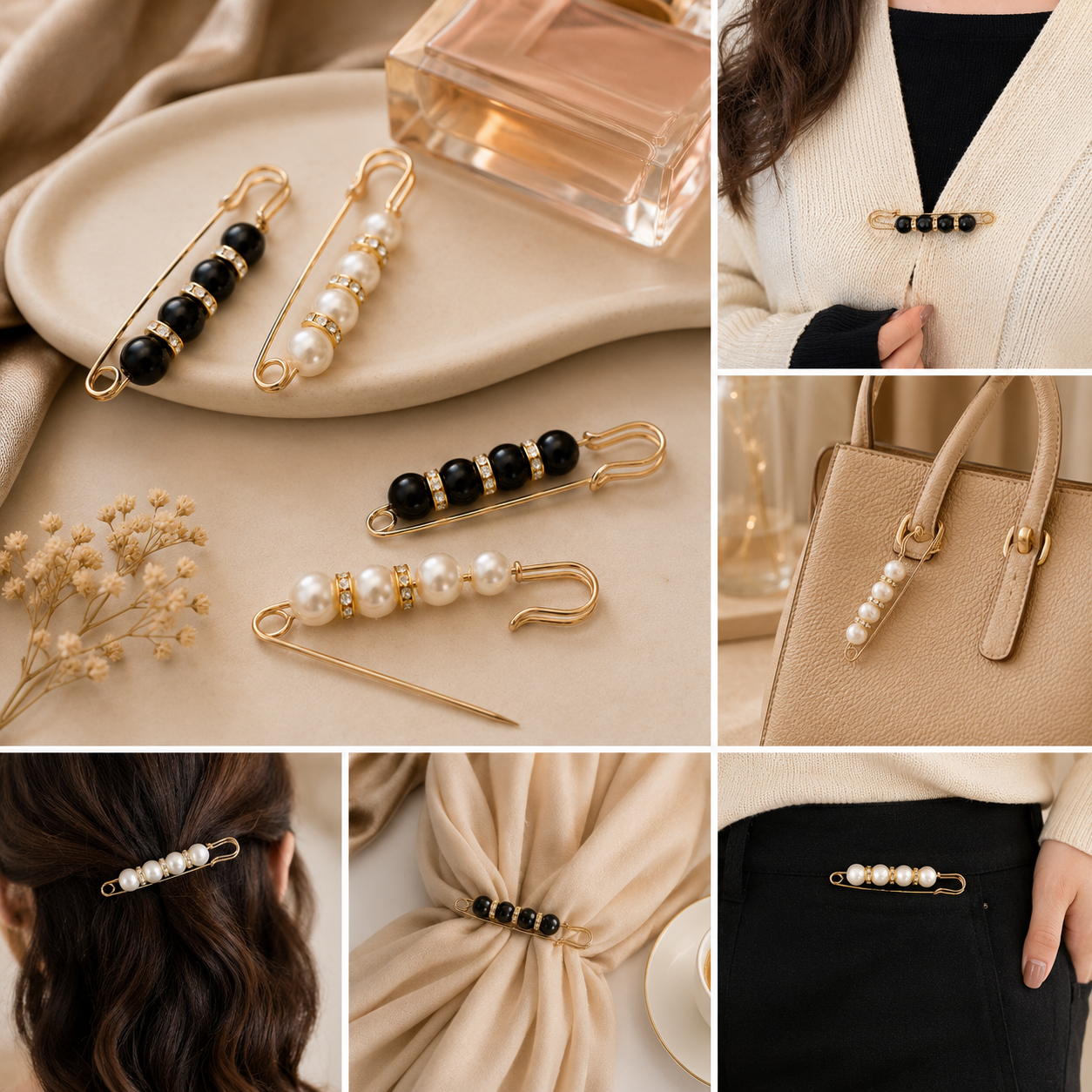 PACK DE 10 BROCHES DE PERLAS
