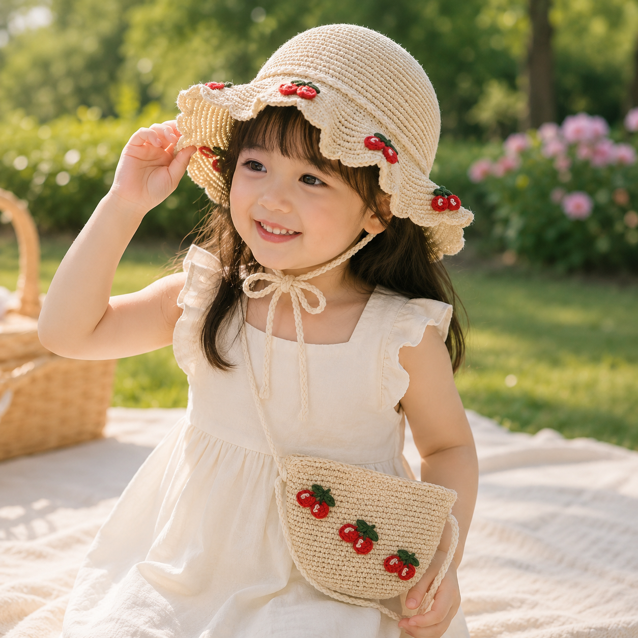 SOMBRERO + BOLSO PARA NIÑA