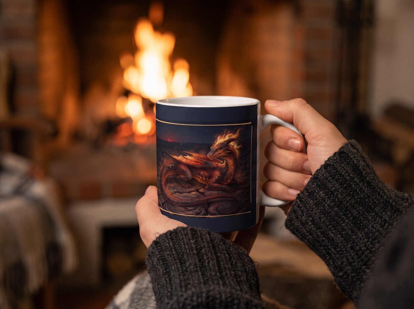 Feuerdrache Tasse – Drachentasse mit Spruch und Begleitheft | Elementardrachen - Image 1
