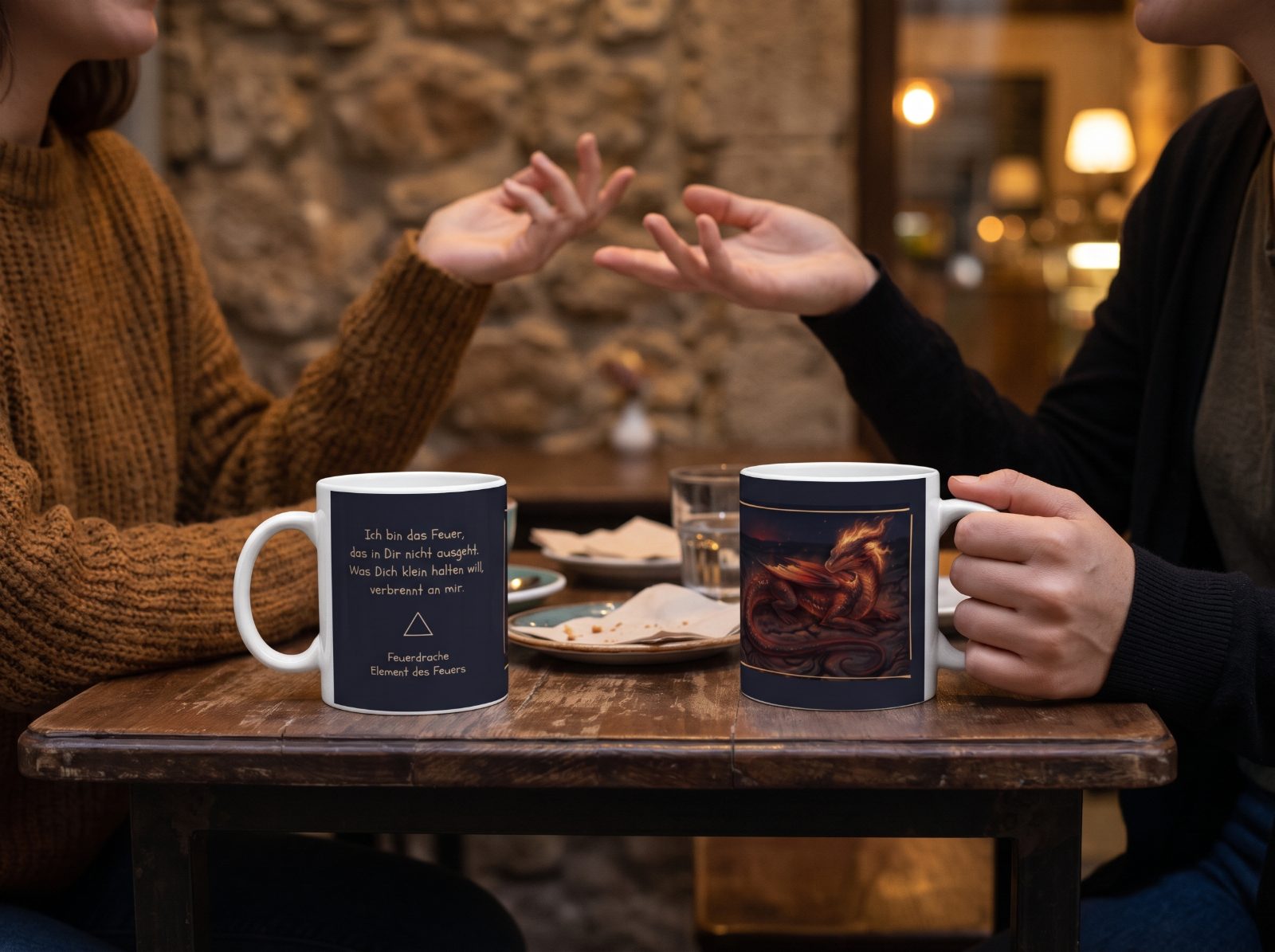 Feuerdrache Tasse – Drachentasse mit Spruch und Begleitheft | Elementardrachen 2