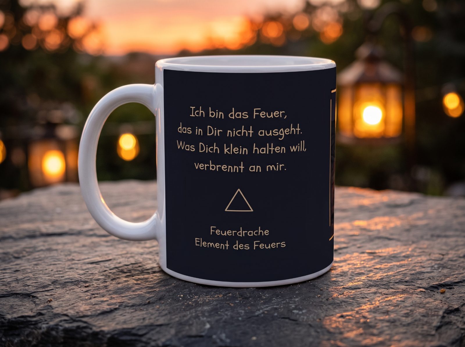 Feuerdrache Tasse – Drachentasse mit Spruch und Begleitheft | Elementardrachen 4