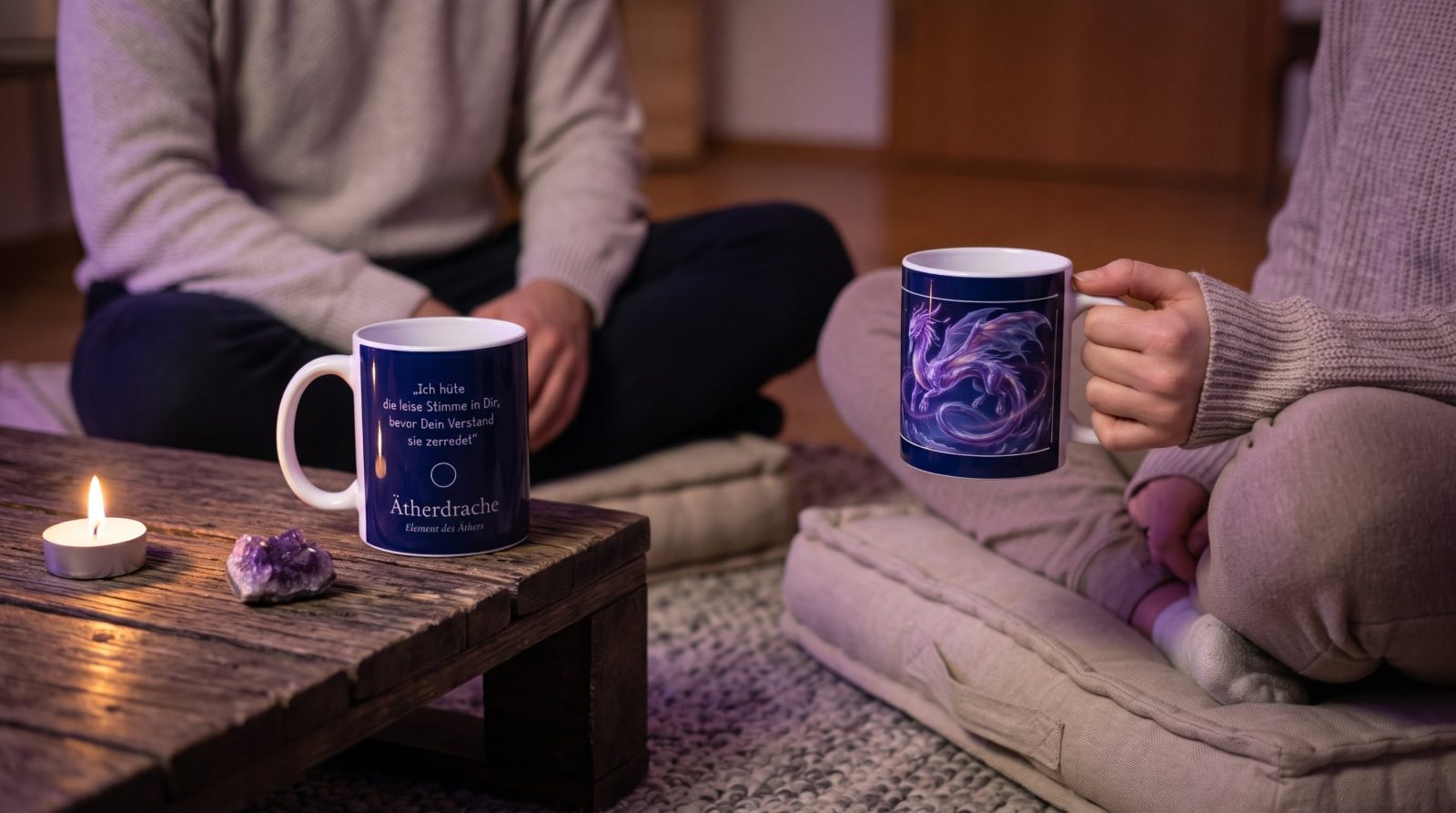 Ätherdrache Tasse – Drachentasse mit Spruch und Begleitheft | Elementardrachen 2